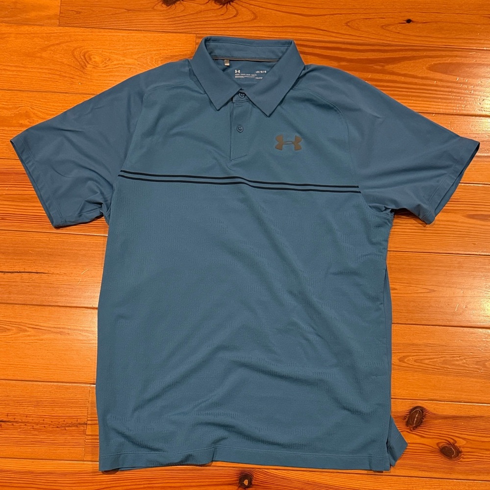 Under Armour Teal Short-Sleeve Golf Polo with Chest Stripe